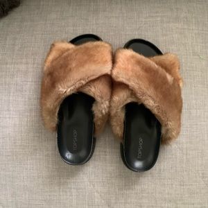 Topshop Fur Slides